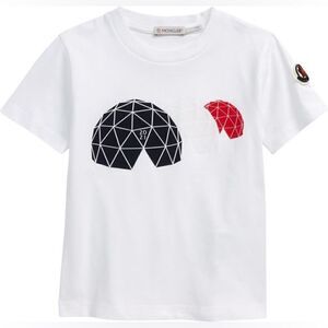 Moncler Kid’s White Graphic Igloo T-Shirt Size 8A NWT